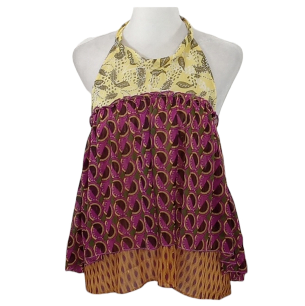 Zara Multicolor Halter Layered Boho Top - Yellow, Pink, Orange - Picture 7 of 15